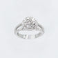 14k Solid White Gold Engagement Cluster Ring - 30034