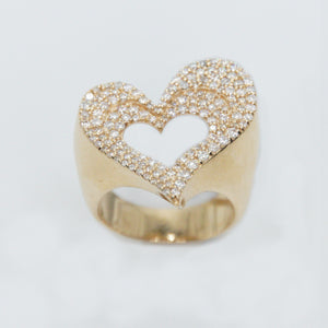 14k Solid Gold VS Diamond Open Heart Ring - 30004