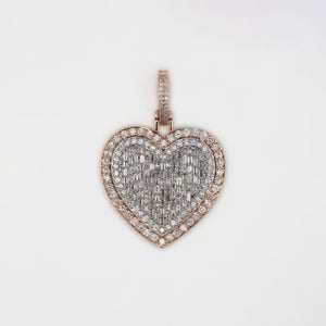 10k Solid Rose Gold VS Diamond Double Row Heart Pendant - 60434
