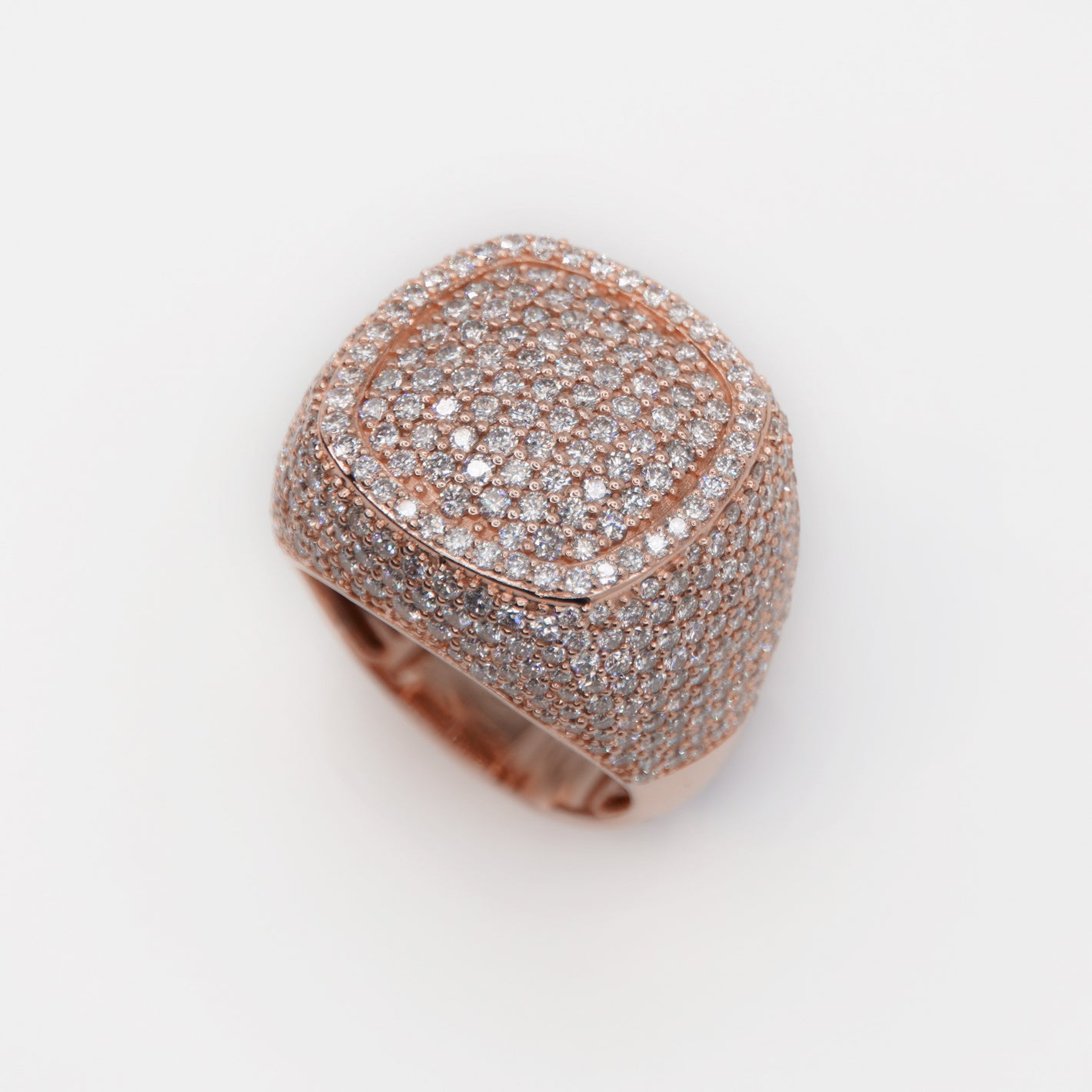 14k Solid Rose Gold VS Diamond Square Dome Ring - 30294