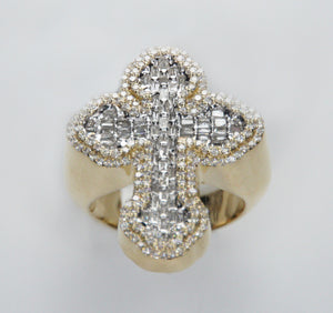 10k Solid Gold Chandelier Diamond XL Motif Cross Ring