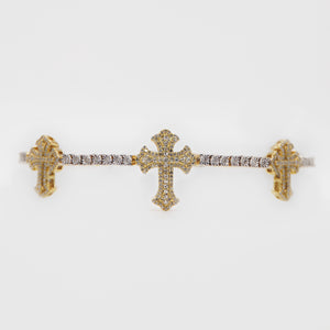 10k Solid Gold VS Diamond Triple Cross Tennis Bracelet - 20187