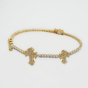10k Solid Gold VS Diamond Triple Cross Tennis Bracelet - 20187