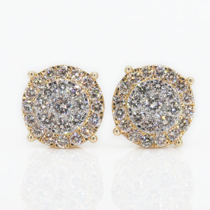 14k Solid Gold 13mm VVS/VS1 Diamond XL 3D Cake Earrings - 50087