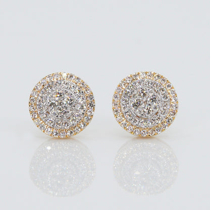 14k Solid Yellow Gold 8.5mm 3D Cluster Earrings