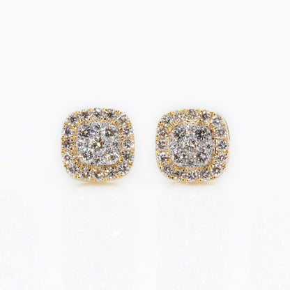 14k Solid Gold 8.5mm VS1/VS 3D Square Cushion Earrings - 50016