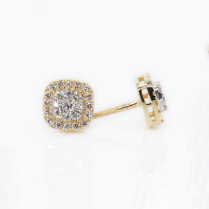 14k Solid Gold 8.5mm VS1/VS 3D Square Cushion Earrings - 50016