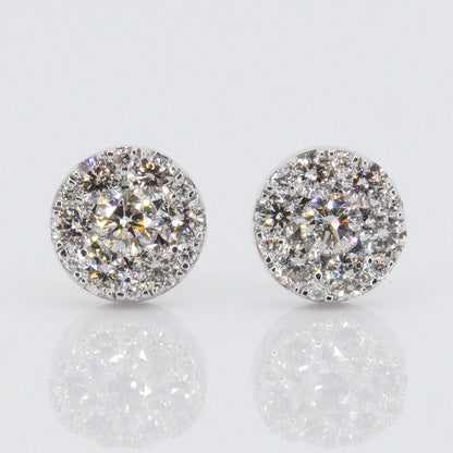 14k Solid Gold 6mm Diamond Circular Cluster Earrings - 50033