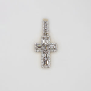 14k Solid Gold Emerald Diamond Cross - 60441