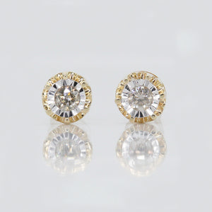 10k Solid Gold 5.5mm Diamond Solitaire Illusion-set Earrings