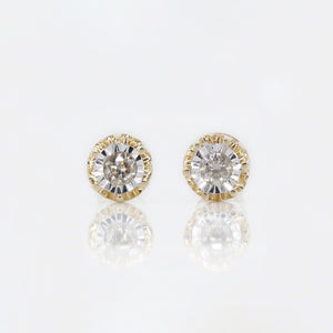 10k Solid Gold 5.5mm Diamond Solitaire Illusion-Set Earrings - 50094