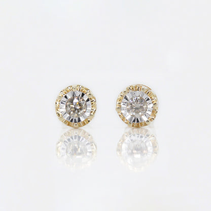 10k Solid Gold 5.5mm Diamond Solitaire Illusion-Set Earrings - 50094