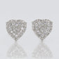 14k Solid Gold Diamond Large Heart Cluster Earrings