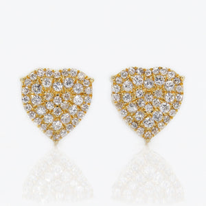 14k Solid Gold 11mm Diamond Heart Cluster Earrings - 50020