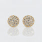 14k Solid Gold 9mm Diamond Cluster Earrings - 50048