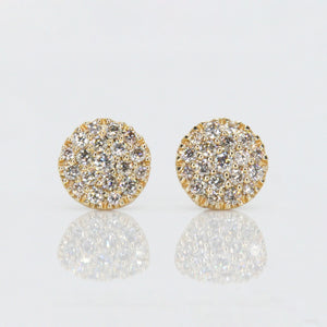 14k Solid Gold 9mm Diamond Cluster Earrings - 50048