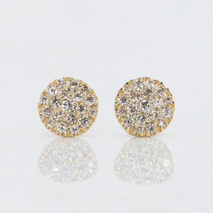 14k Solid Gold 9mm Diamond Cluster Earrings - 50048