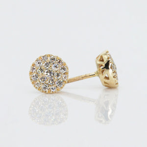 14k Solid Gold 9mm Diamond Cluster Earrings - 50048