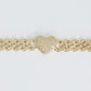 10k Solid Gold 11.5mm XL Diamond Cuban with Hearts Bracelet