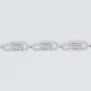 10k Solid White Gold VS1 Diamond Paperclip Bracelet - 20014