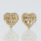 14k Solid Gold 8mm Diamond Baguette Heart Earrings - 50030