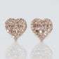 14k Solid Gold 8mm Baguette Diamond Heart Earrings