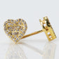 14k Solid Gold 8mm Baguette Diamond Heart Earrings