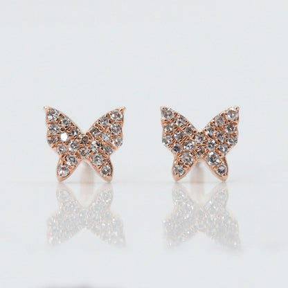 10k Solid Gold Diamond Butterfly Earrings