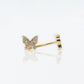 10k Solid Gold 6.5mm Diamond Butterfly Earrings - 50064