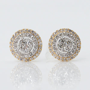 14k Solid Gold VS Diamond 10mm Cake Earrings