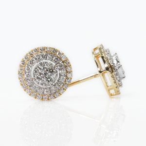 14k Solid Gold 10mm VS Diamond Halo Cake Earrings - 50073