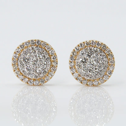 14k Gold and VS Diamond 9mm Cluster Earrings