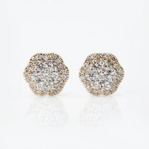 14k Solid Gold 7mm VS1 Diamond 3D Flower Earrings - 50054