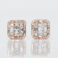 14k Solid Gold And Baguette Diamond Earrings