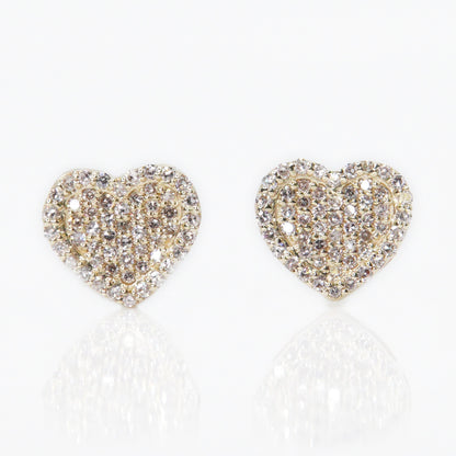 10k Solid Gold 8mm Diamond Heart Earrings - 50009