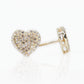 10k Solid Gold 8mm Diamond Heart Earrings - 50009