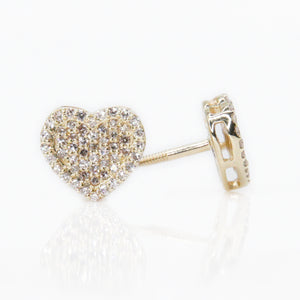 10k Solid Gold 8mm Diamond Heart Earrings - 50009