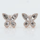 14k Solid Gold Baguette Diamond Butterfly Earrings