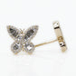 14k Solid Gold 10mm Baguette Diamond Butterfly Earrings - 50044