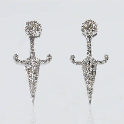 14k Gold Custom VS Diamond Dagger Diamond Earrings