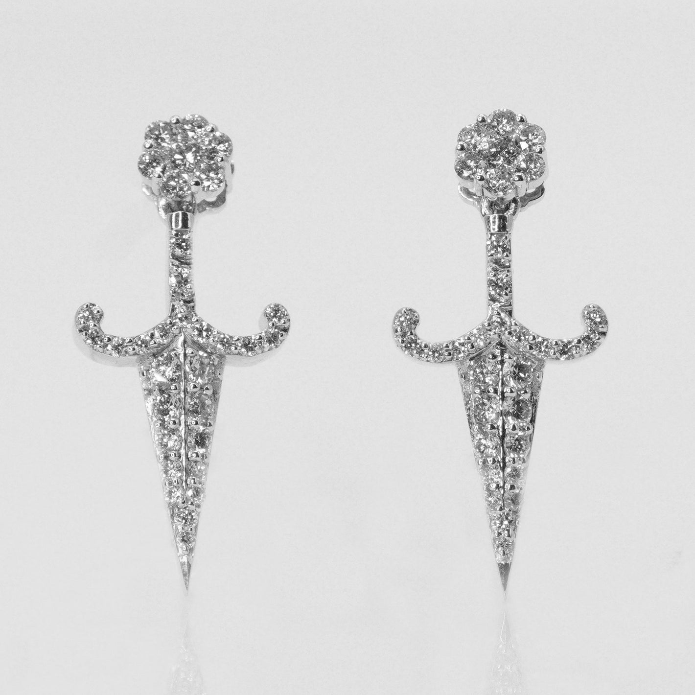 14k Solid Gold VS Diamond Dagger Earrings - 50071