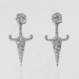 14k Gold Custom VS Diamond Dagger Diamond Earrings