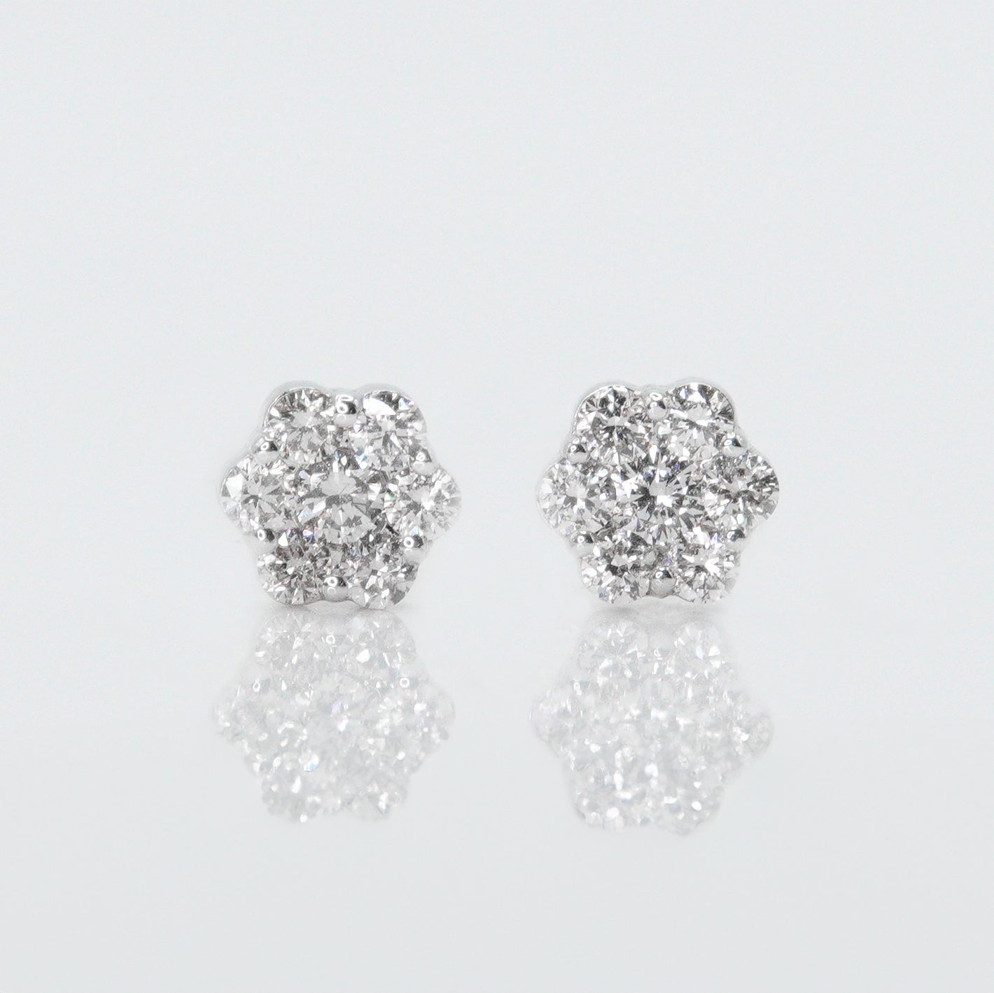 14k Solid Gold 5.5mm VS Diamond Flower Earrings - 50084