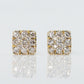 14k Solid Gold 8mm Diamond Square Cluster Earrings - 50051