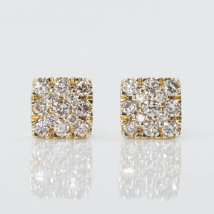 14k Solid Gold 8mm Square Cluster Earrings