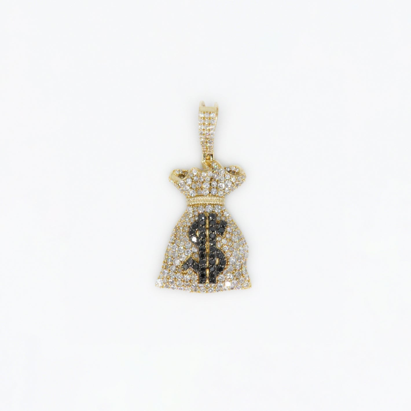 14k Solid Gold Diamond Money Bag Pendant - 60102