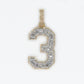 10k Solid Gold Baguette Diamond 3D Number Pendants - 60085