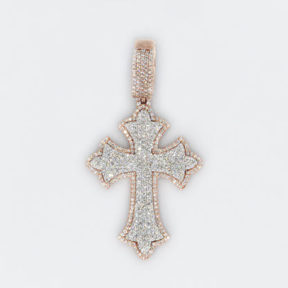 10k Solid Gold Diamond 2" 3D Cross - 60037