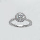 18k Solid White Gold Round Diamond Halo Engagement Ring - 30031