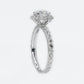 18k Solid White Gold Diamond Round Halo Engagement Ring - 30031